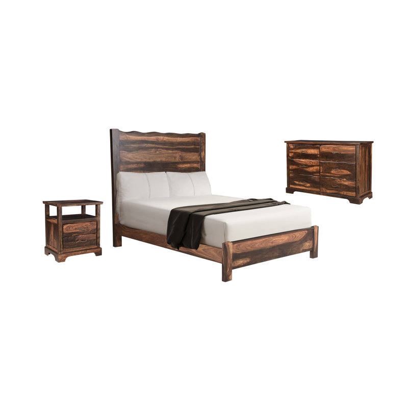Chaliyah 3-piece Live Edge Solid Wood Bedroom Set, Queen