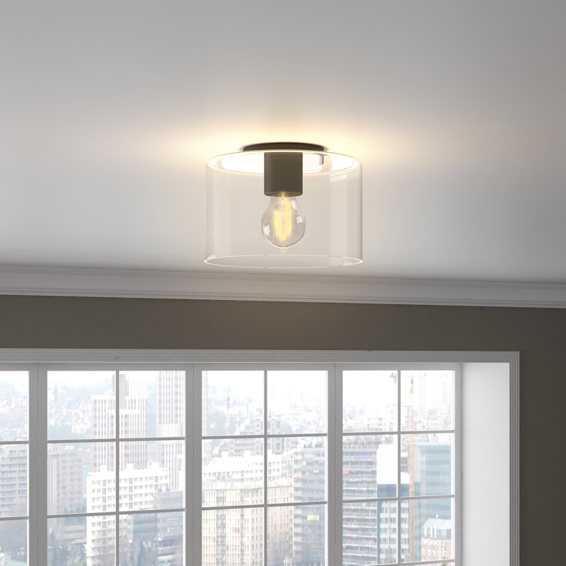 Henri Glass Flush Mount, Matte Black