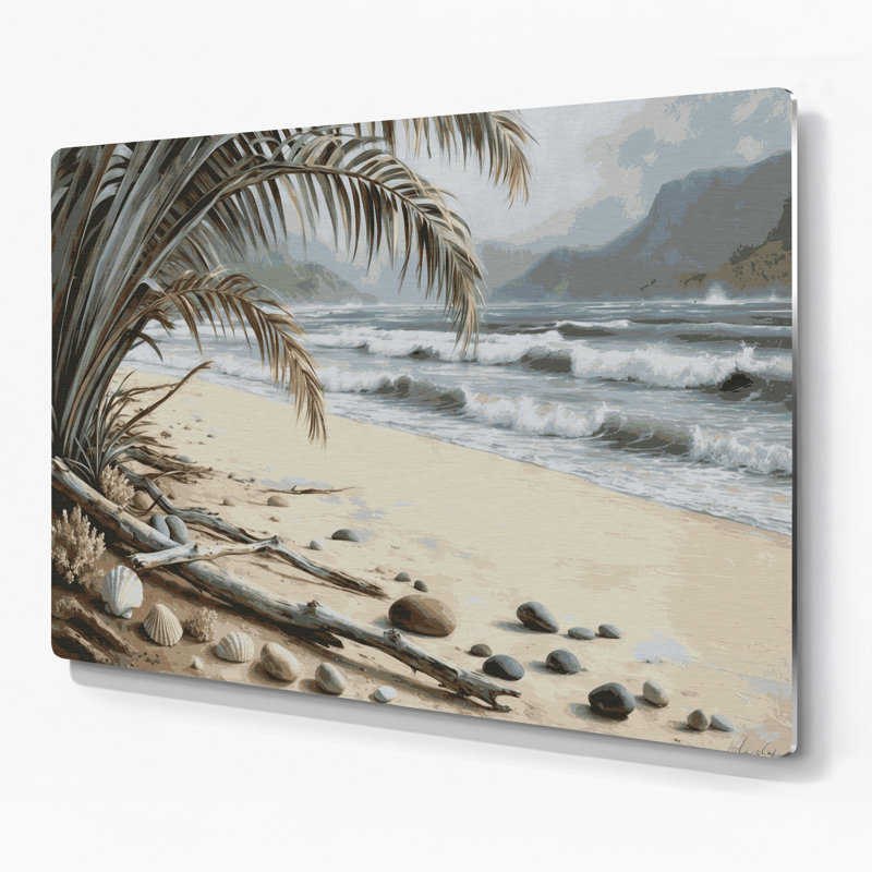 «Hawaiian Beach Neutrals», art mural en métal gris, H 24 po x l 36 po