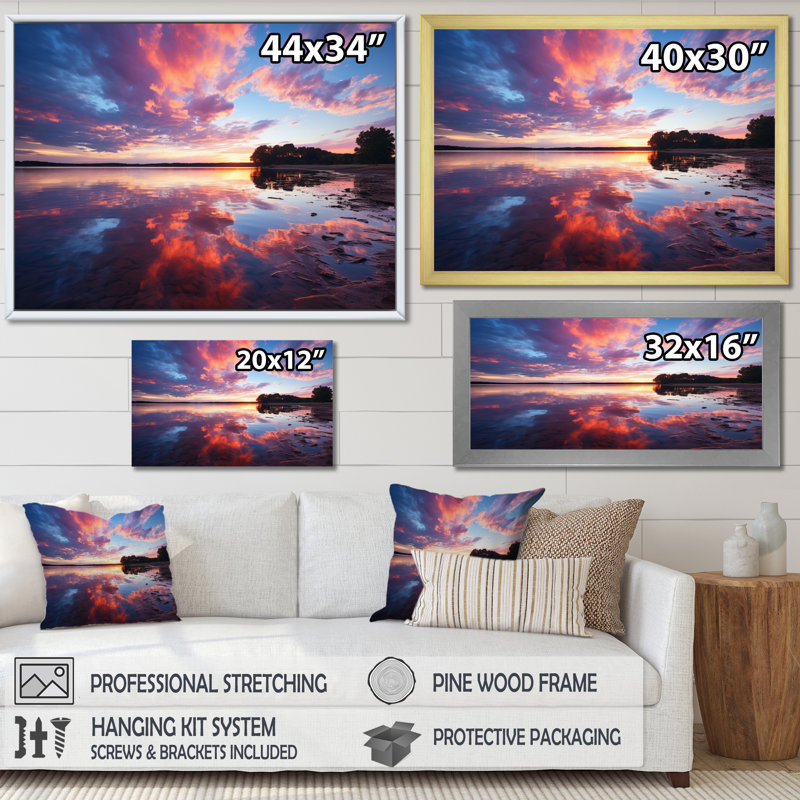 " Blue Sky Skyline Symphony ", 30" H x 40" W x 1.5" D, Gold Picture Framed