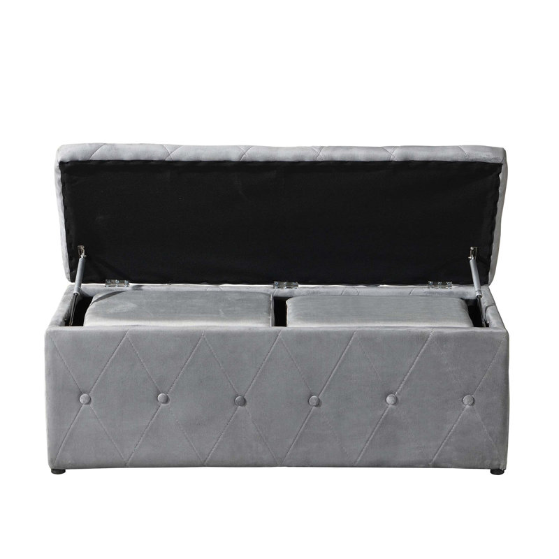 Repose-pieds rectangulaire en velours avec 2 repose-pieds supplémentaires, parfait pour un décor moderne et des sièges supplémentaires