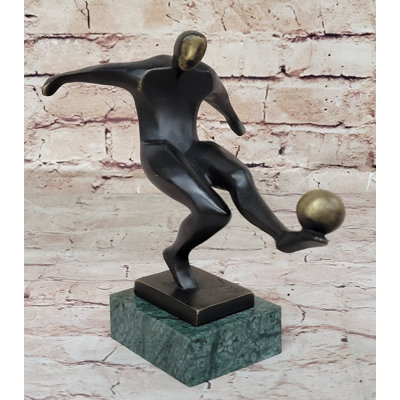 Nagaji Soccer Player European Football Bronze Statue Sculpture Trophy Collectible 8" x 8"