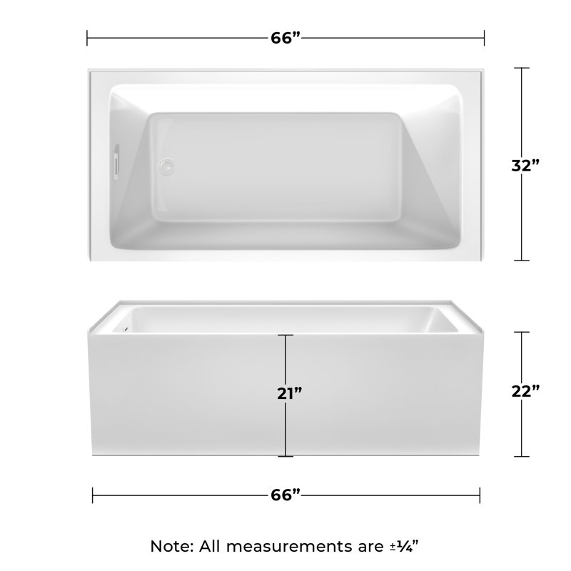 Grayley 66'' x 32'' Soaking Acrylic Bathtub, White, Left