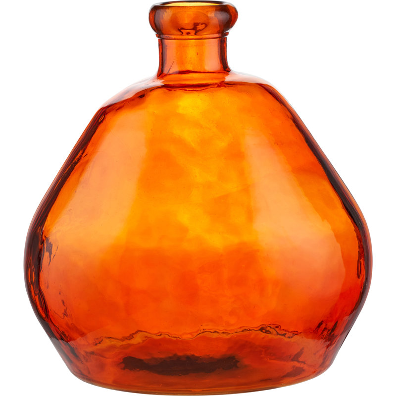 Handmade Glass Floor Vase, Orange