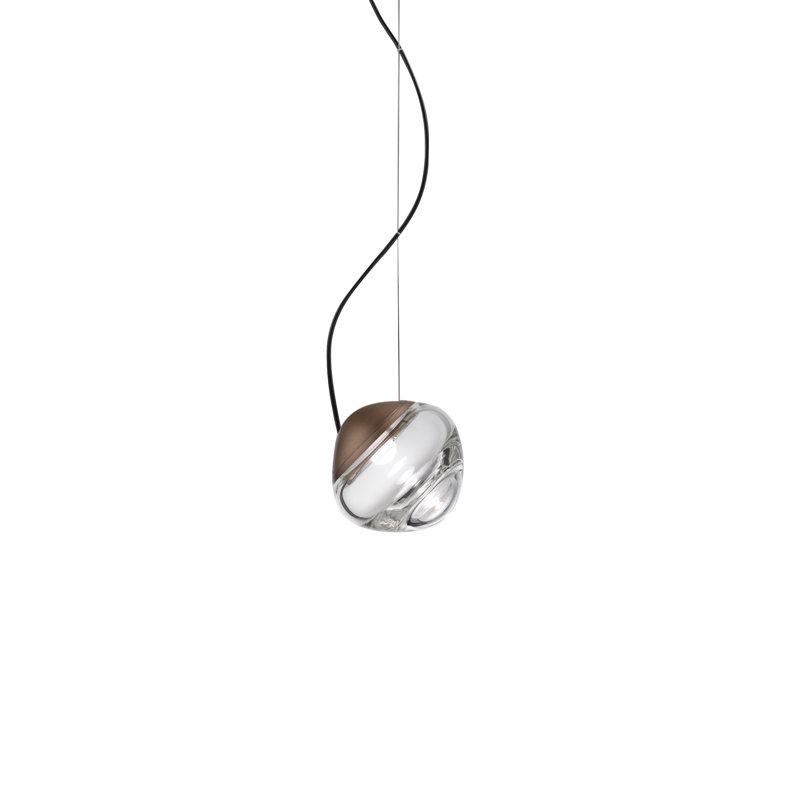 Pure 1 - Light LED Pendant, Crystal Transparent, Matte Bronze, 2700 Kelvins