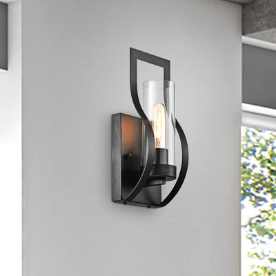 Aliiyah 1 - Light Wall Sconce with Clear Glass Shade and Curved Frame