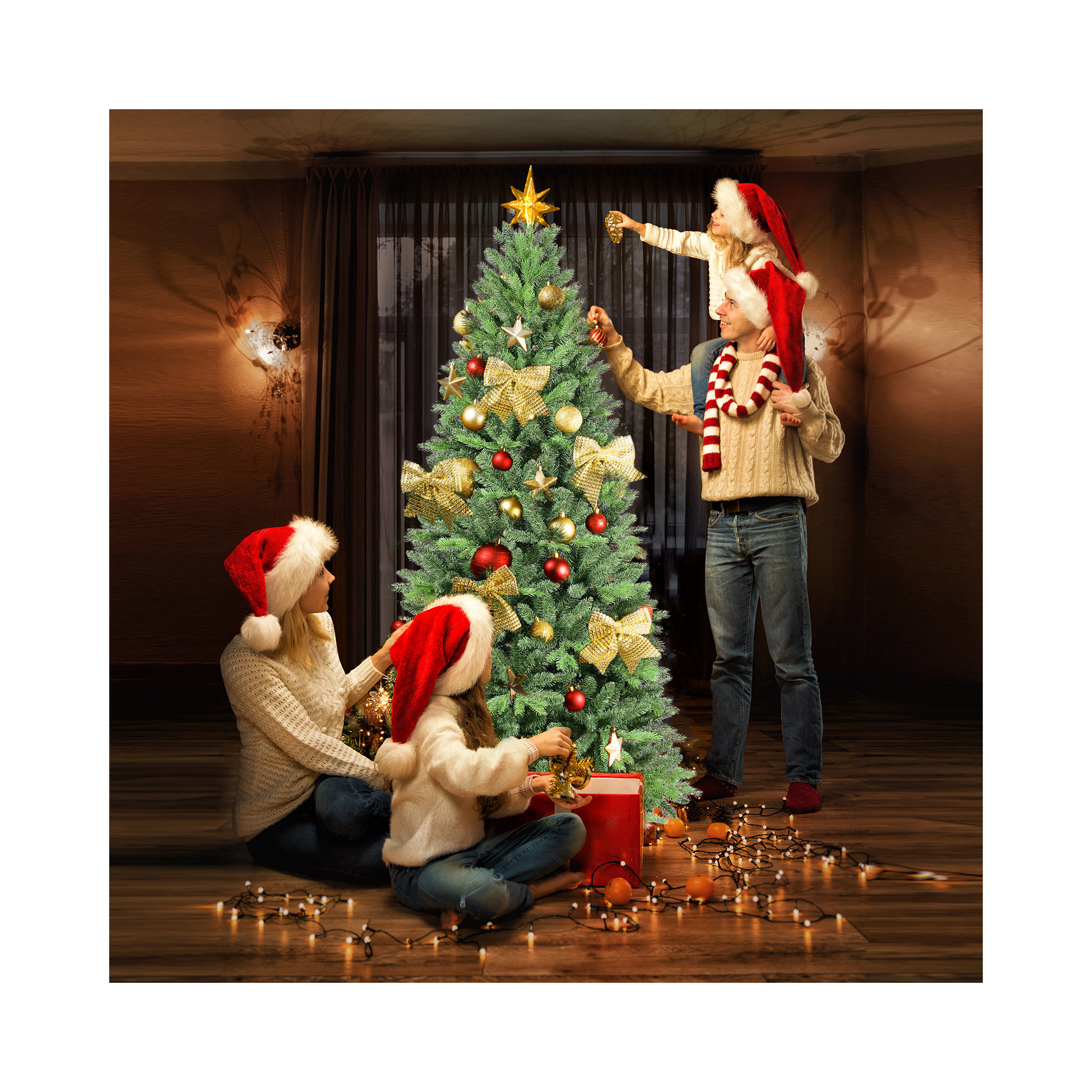 Unlit Pine Fir Christmas Tree, 5'
