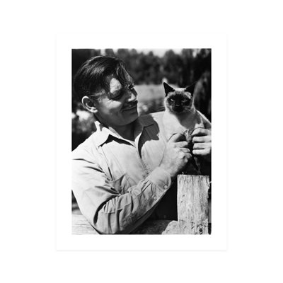 " Portrait Of Smiling Clark Gable Looking At Cat "
