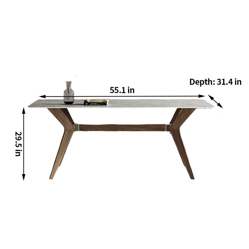 Motteo Minimal light luxury dining table, 29.5"H x 55.1"L x 31.4"W