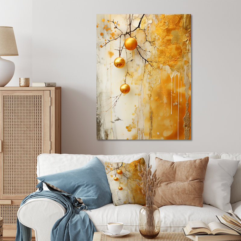 «Yellow Dusk Dream Brilliance I», art mural abstrait en métal, H 32 po x l 16 po x P 1 po