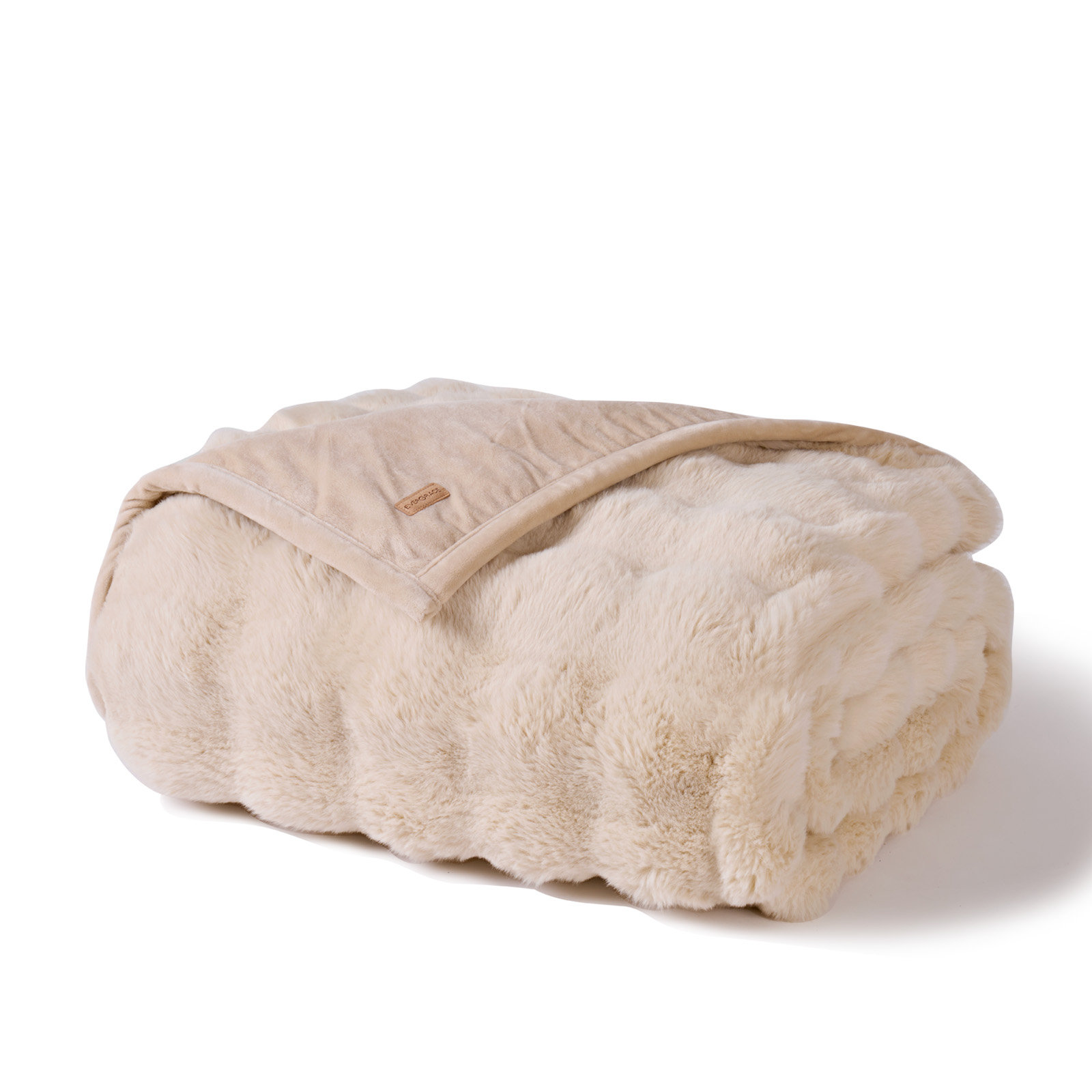 Ridgeline Faux Fur Throw Blanket, Beige, 90" L x 80" W