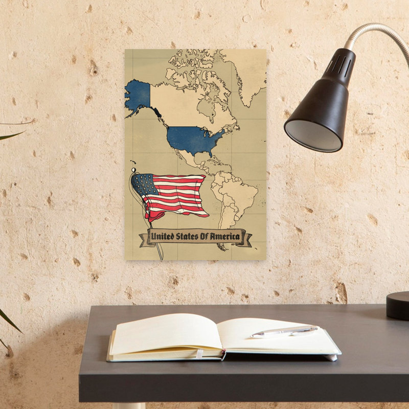 «Patriotic Usa Map», art mural rétro rétro
