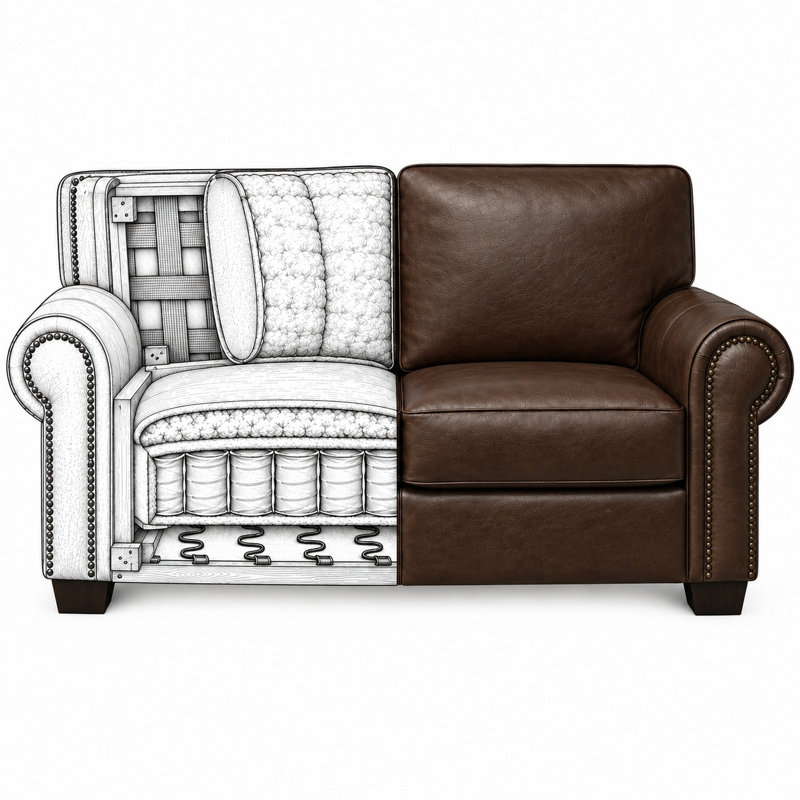 Nelson Indulgent 100% Top Grain Leather Loveseat, Made to Order, Amadeus Coffee
