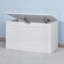 Banc de rangement relevable avec charnières de sécurité, blanc