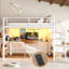 Grand lit mezzanine 3 tiroirs en métal avec bureau intégré, DEL et USB-131199687