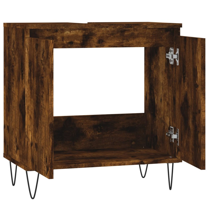 Obadiah Floor Mounted Bathroom Cabinet, Smoked Oak