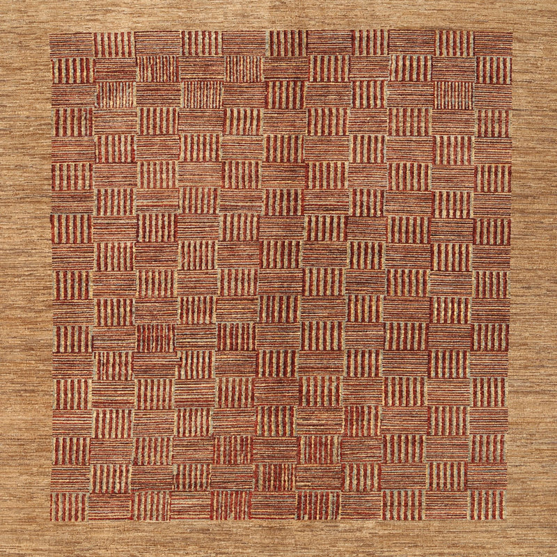 Tapis contemporain brun, Carré 5 pi