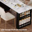 Evelyn Kitchen Island with Extendable Table and Storage, Faux Marble Top, Black-632257853