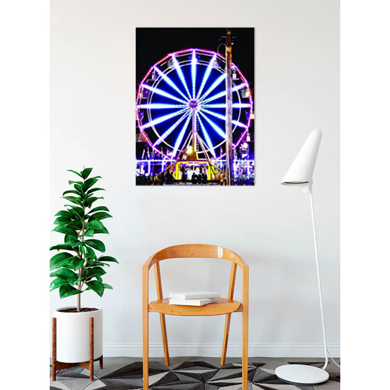 «Ferris Wheel At Night» par Joseph Elliot - reproduction de photo, H 32 po x l 24 po x P 0,15 po, Papier, Pas de tapis