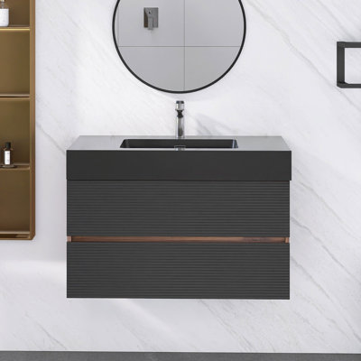 35.85" W X 18.12" D X 25.29" H Wall-Mounted Bathroom Vanity With Sink