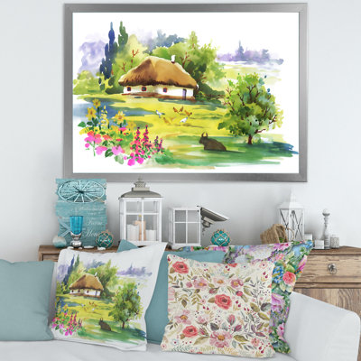 Maison de campagne dans les Groenland en fleurs - Peinture sur toile