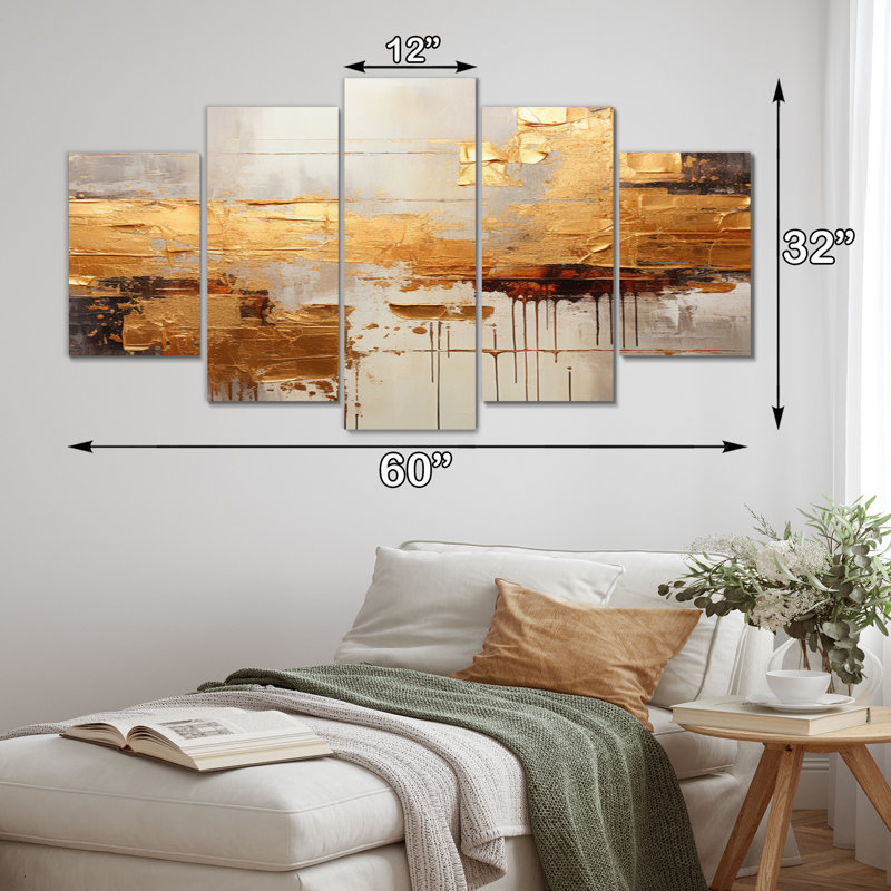 Golden Gleam VII sur toile, reproduction de 5 pièces