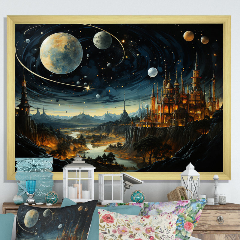" Islam Art Islamic Astronomy III ", Cadre doré à une seule photo, H 34 po x l 44 po x P 1,5 po