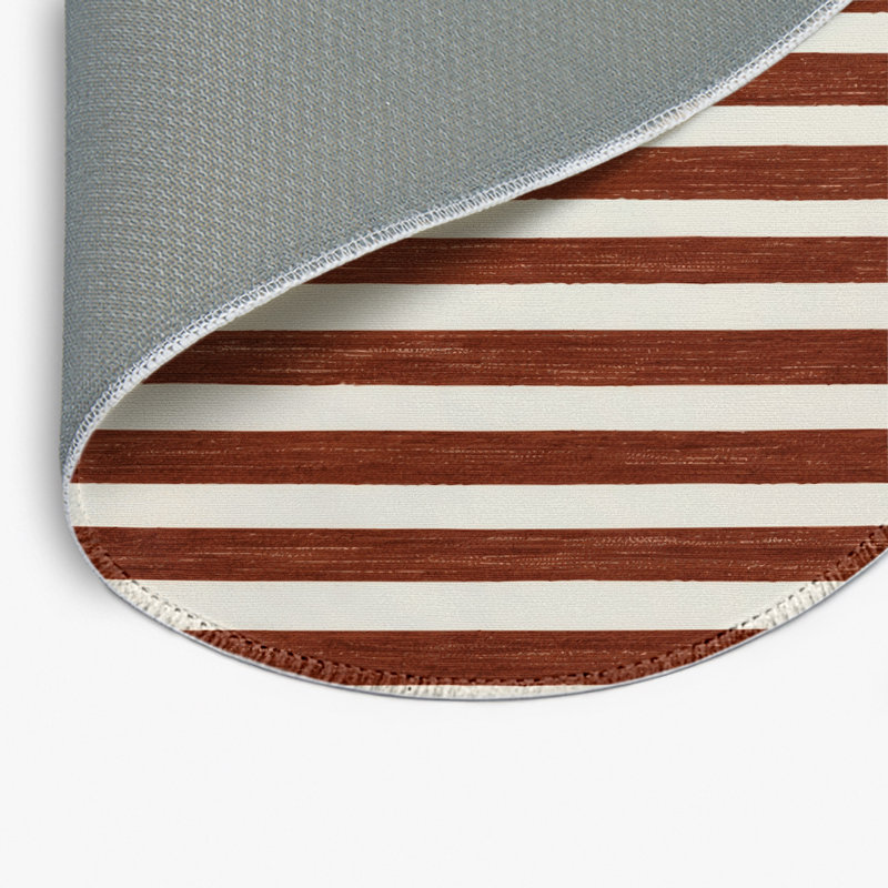 Tapis intérieur / extérieur brun HorizontalStripes, Rond 5 pi
