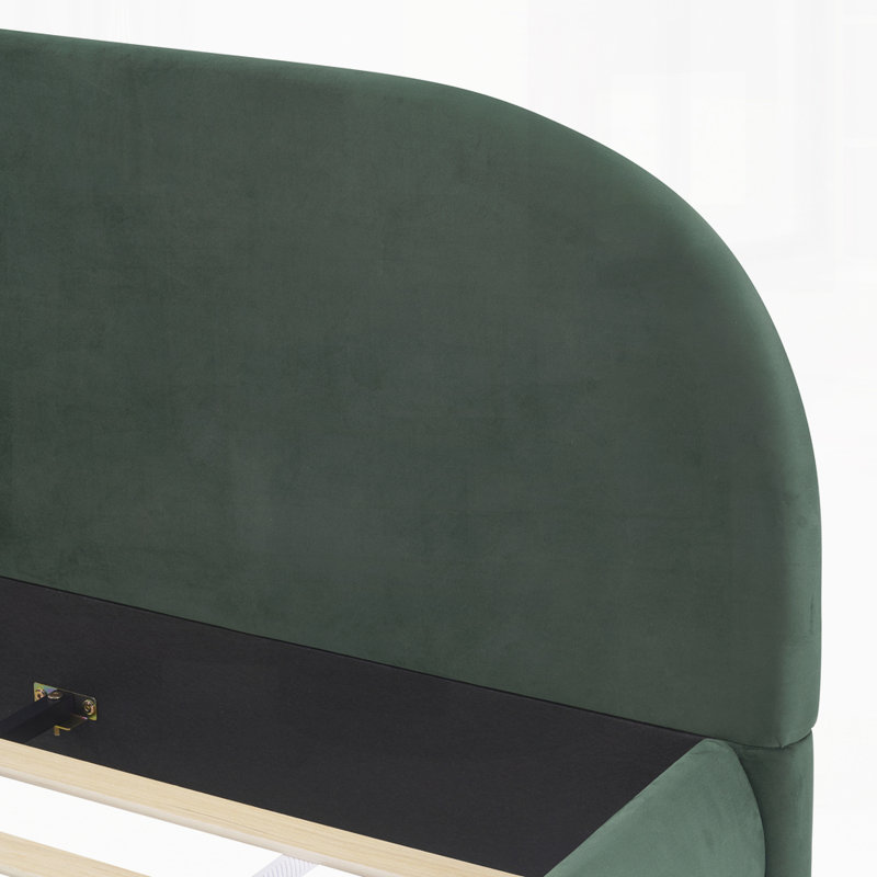 Simple Modern Bedroom Fabric Upholstered Bed, Queen, Green
