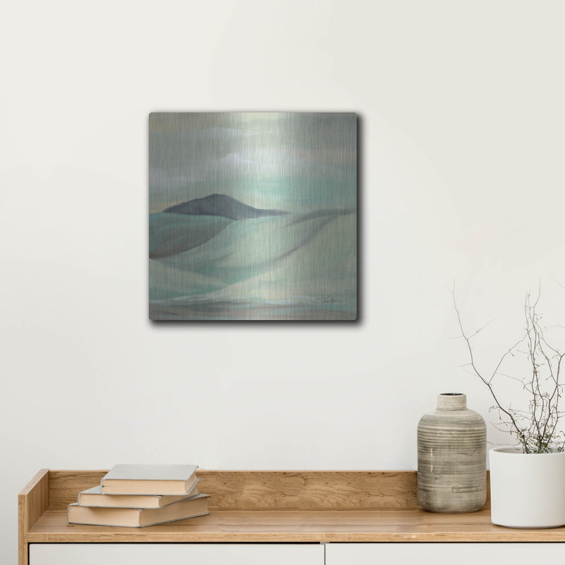Art mural en métal luxueux «Mint Hills C» par Silvia Vassileva, 12 po x 12 po, H 12 po x l 12 po