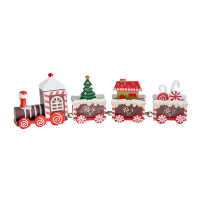 Christmas Desktop Decoration Set With Wooden Train Figurines