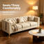 Ensemble de canapé modulaire en similicuir Chesterfield, canapé à trois places et causeuse, beige / blanc-749003298