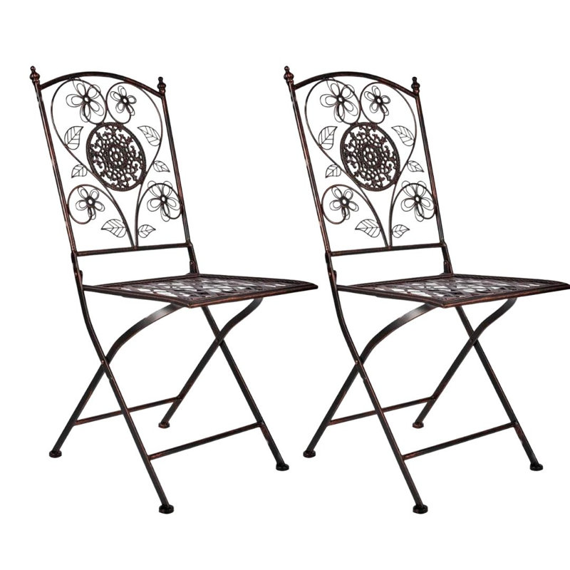Ensemble de 4 chaises pliantes en fer Barcelona Bistro de Chivari, Bronze patiné