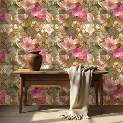 Papier auto-adhésif auto-adhésif et détachable avec pivoine rose ultra détaillée 24 po x 118 po (60 x 300 cm)