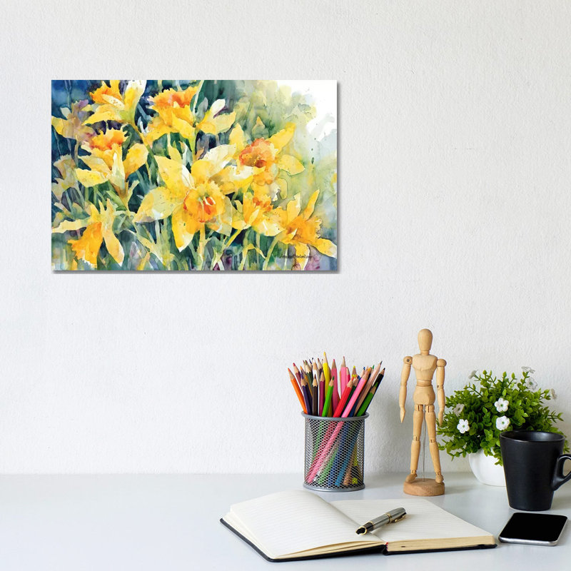Daffodil Party 1 Piece Wrapped Canvas Painting, 20.32 cm H x 30.48 cm W