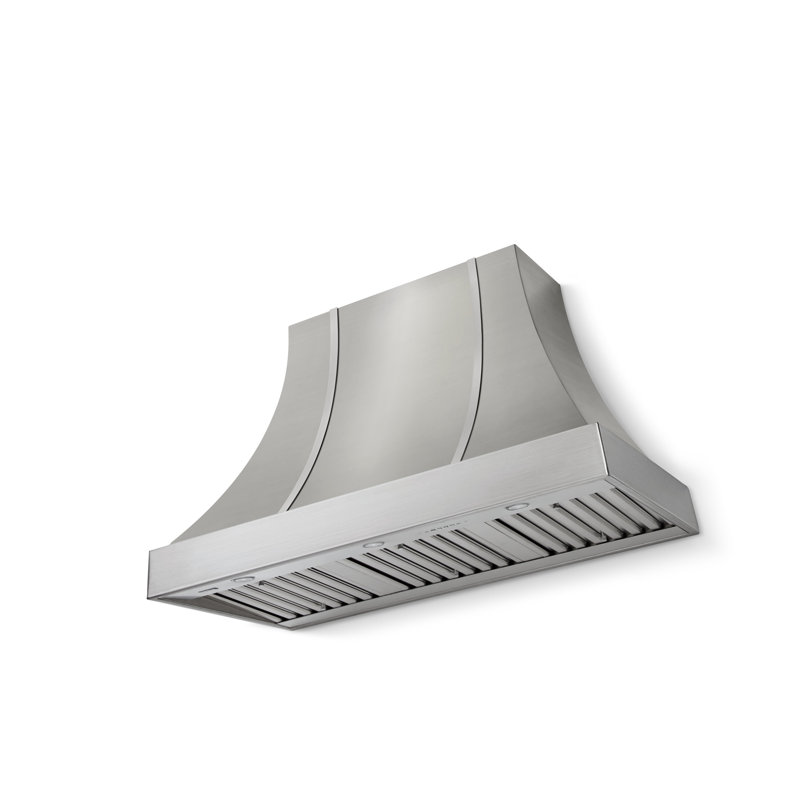 Cascade Series 48" Wide x 30" High Wall Hood 1200 CFM, Stainless Steel, With Banding, Brushed Nickel
