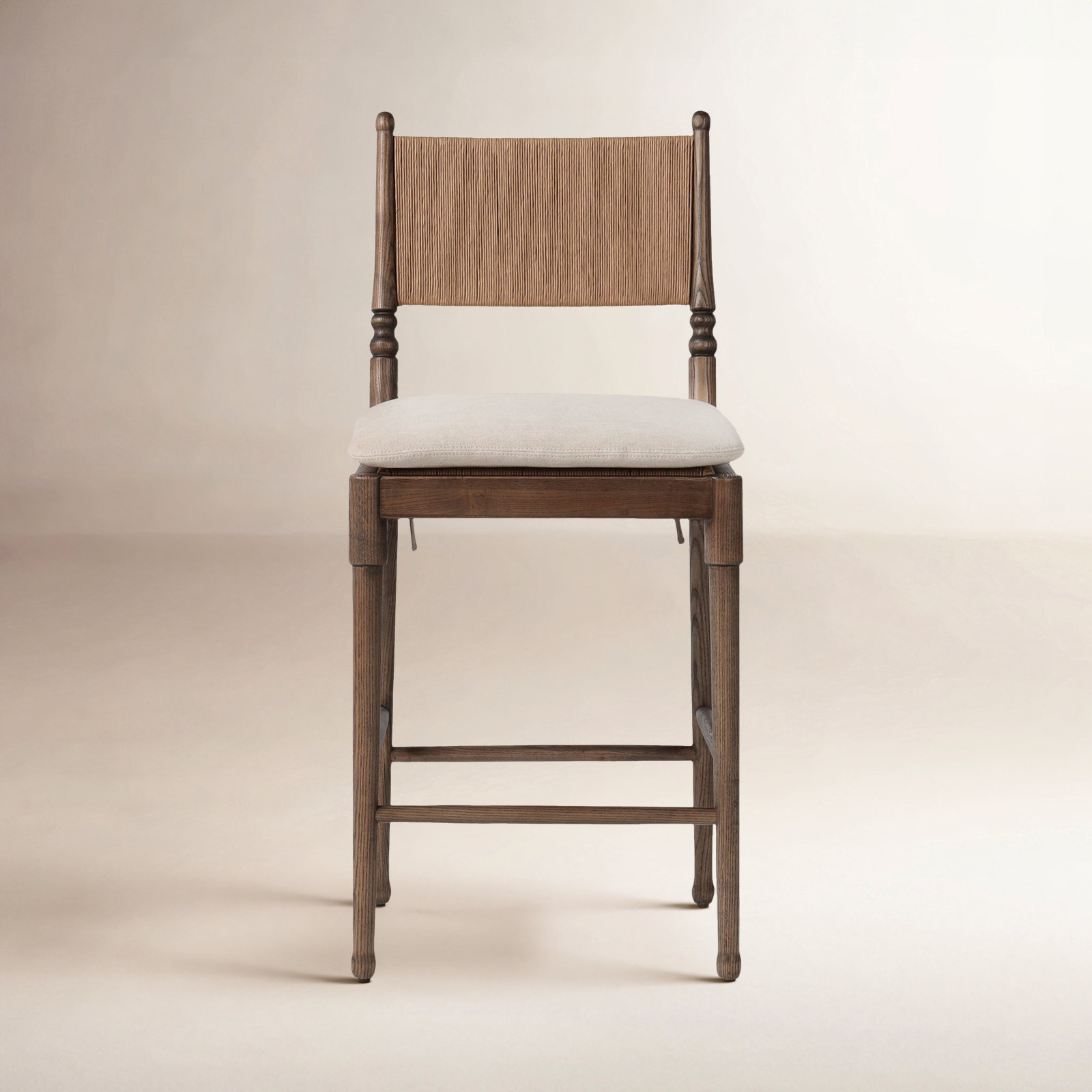 Fayth Stool with Cushion, Counter Stool (25.5” Seat Height)”, Brown Frame