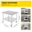 Table de travail robuste en acier inoxydable de 30 po x 36 po x 34 po avec tablette réglable à 3 niveaux et 4 roulettes verrouillables pour la préparation de cuisine commerciale