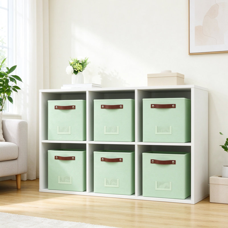 Bacs de rangement avec étiquettes, ensemble de rangement en tissu pliable avec poignées en polyuréthane pour tablettes, placards, chambres à coucher et bureaux, conception pliable peu encombrante