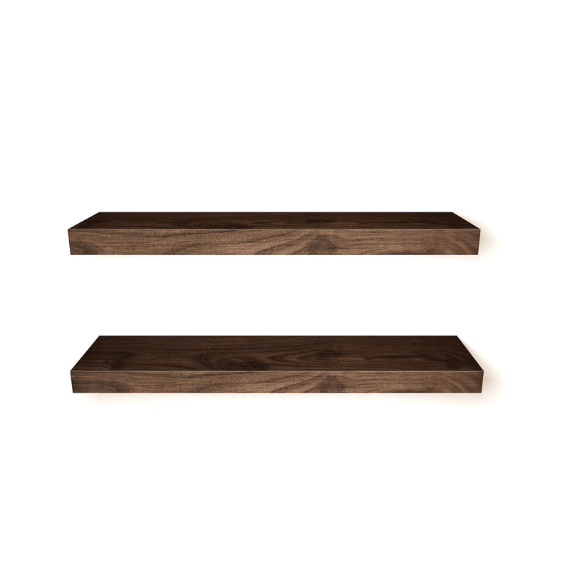 Chalissa 2 Piece Solid Wood Floating Shelf, Walnut, 1.57" H x 24" W x 6" D