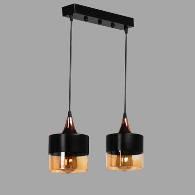 Luminaire suspendu tambour à 2 lumières pour îlot de cuisine Barta