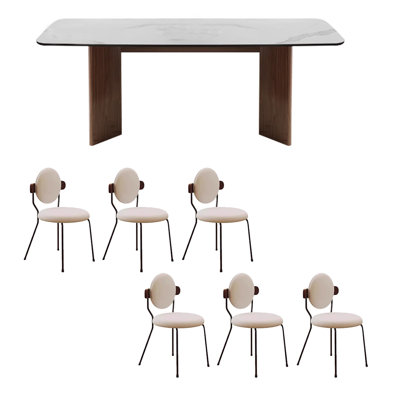 Vintage cream style sintered stone dining table