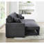 Canapé modulaire 76,5 po en mélange de lin avec lit escamotable et rangement pour chaise longue-1354770387