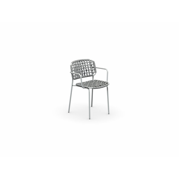 Yo Outdoor Armchair with Woven Seat and Metal Frame