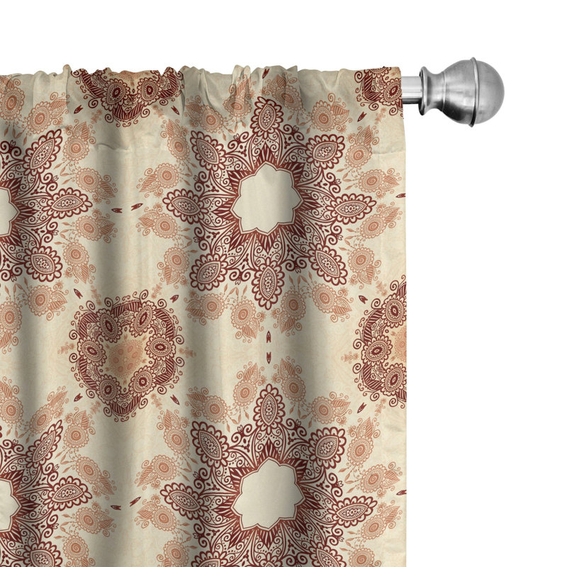 Earth Tones Floral Semi-Sheer Rod Pocket Curtain Panels, 28" x 84"