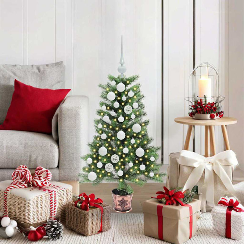 Christmas Tree with 150 LEDs with Stand PE, White, 2.95' H
