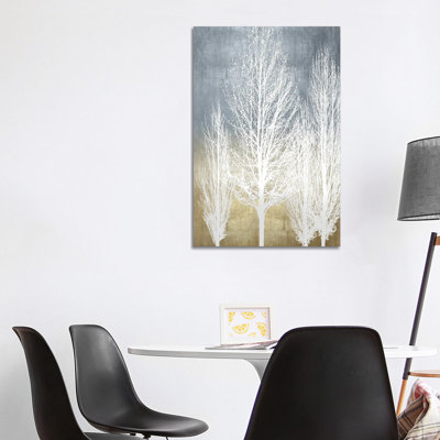 Trees on Gold Panel II 1 Piece Wrapped Canvas Painting