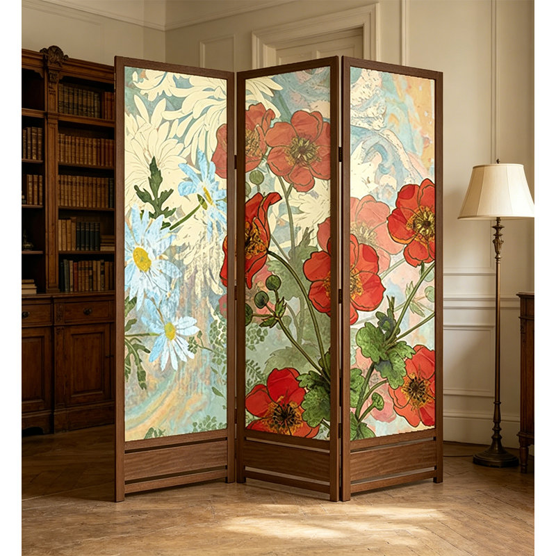 Paravent de chambre à coucher Qoiqisha, 3, 70.9" H x 53.1" W x 1.2" D