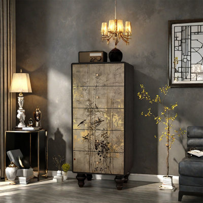 Armoire de rangement décorative en bois à cinq tiroirs