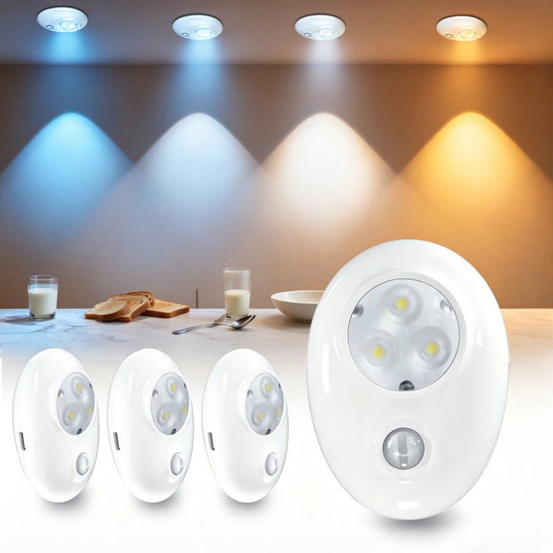 Lumière de 2,7 po pour garde-robe à capteur de mouvement, 3 lumières sans fil rechargeables sous l'armoire